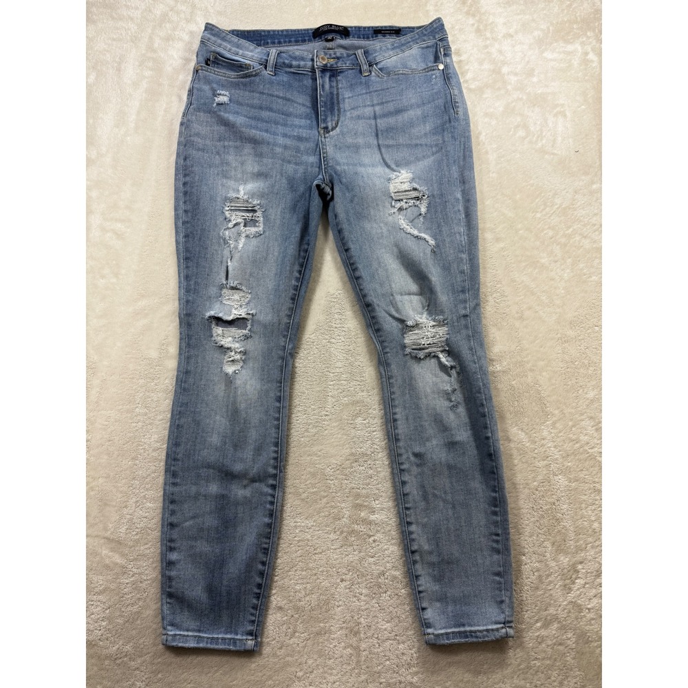 Judy Blue Womens Skinny Fit Distressed Light Wash Jeans 32 Meas: 32x27